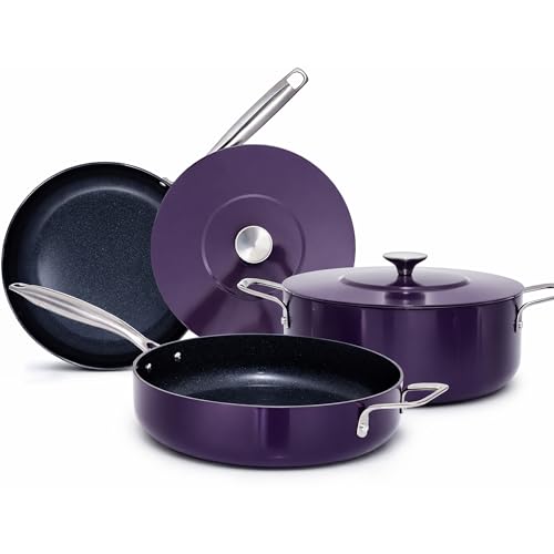 Essential Series 5PC Ceramic Cookware Set PFAS (Eggplant)