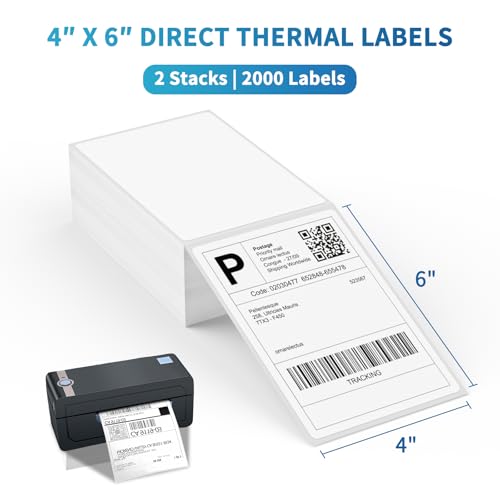 Fanfold 4 x 6 Direct Thermal Labels White Perforated Shipping Labels (White / 2 Stacks | 2000 Labels)