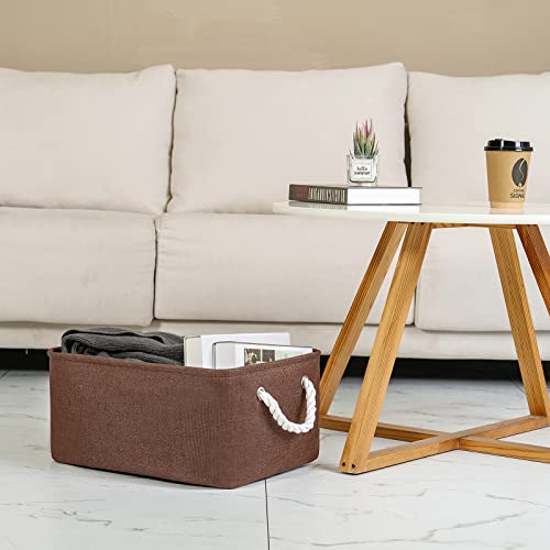 WarmHome Fabric Storage Bin Shelf Basket for Home (Brown / 3PCS/Medium -13.8Lx9.8Wx6.7H)