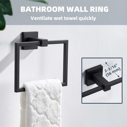 Matte Black Square Towel Holder for Bathroom (Matte Black)