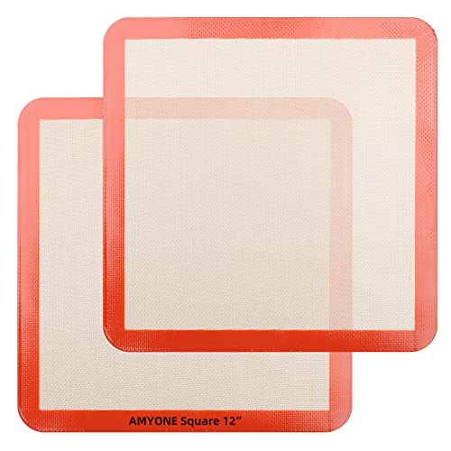 12x12 Square Silicone Baking Mats for XL Air Fryer (Bright Orange / 11.8"L x 11.8"W)