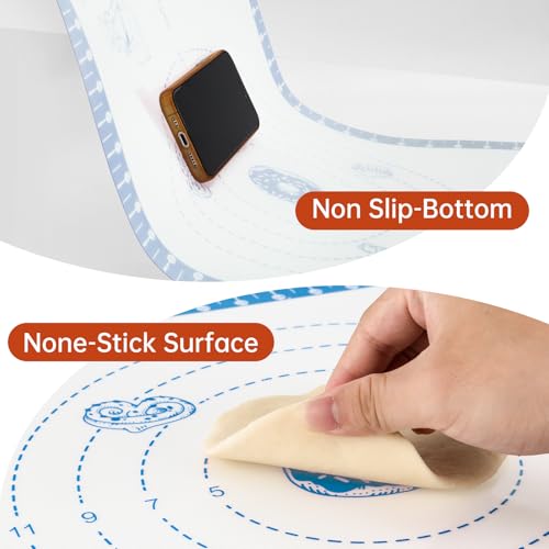 Non Stick Silicone Pastry Mat for Dough Rolling (Blue / 28"L x 20"W)