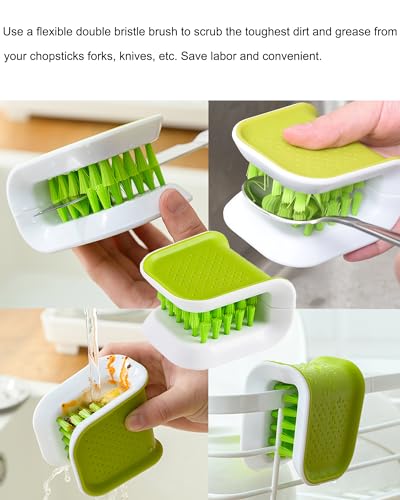 Knife Cleaning Brush Blade Knife Cleaner Silverware Sponge Utensil Washing (Green)