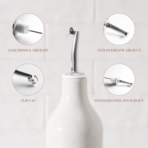 16oz Ceramic Oil Dispenser Bottle (White and Dark Gray / 2 Pieces (Milkyway))