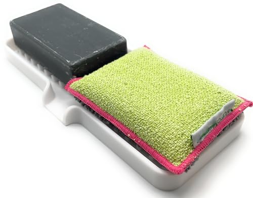 Silicone Soap Dish Tray and Sponge Holder with Drain Chute