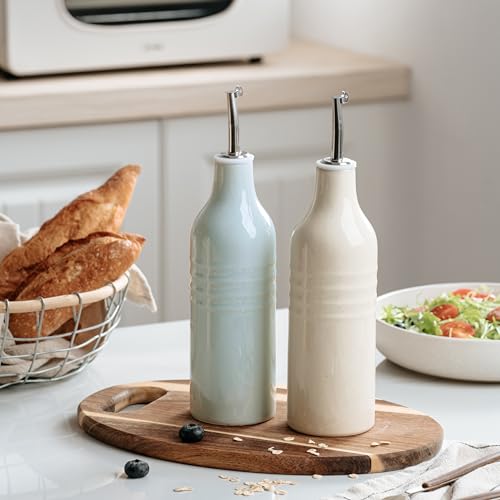 16oz Oil Dispenser Bottle (Light Blue and Vanilla White / 2 Pieces (Jupiter))