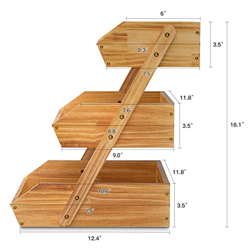 Wooden 3 Tier Fruit Basket (Pine Wood / 3-Tier)