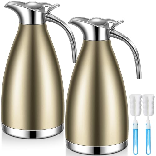 2 Pcs 68oz Thermal Coffee Carafe for Keeping Hot (Champaign Gold)