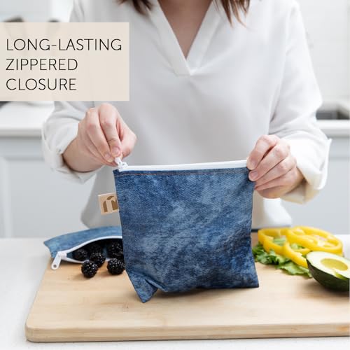 Roamio Reusable Sandwich and Snack Bags (Faux Denim)