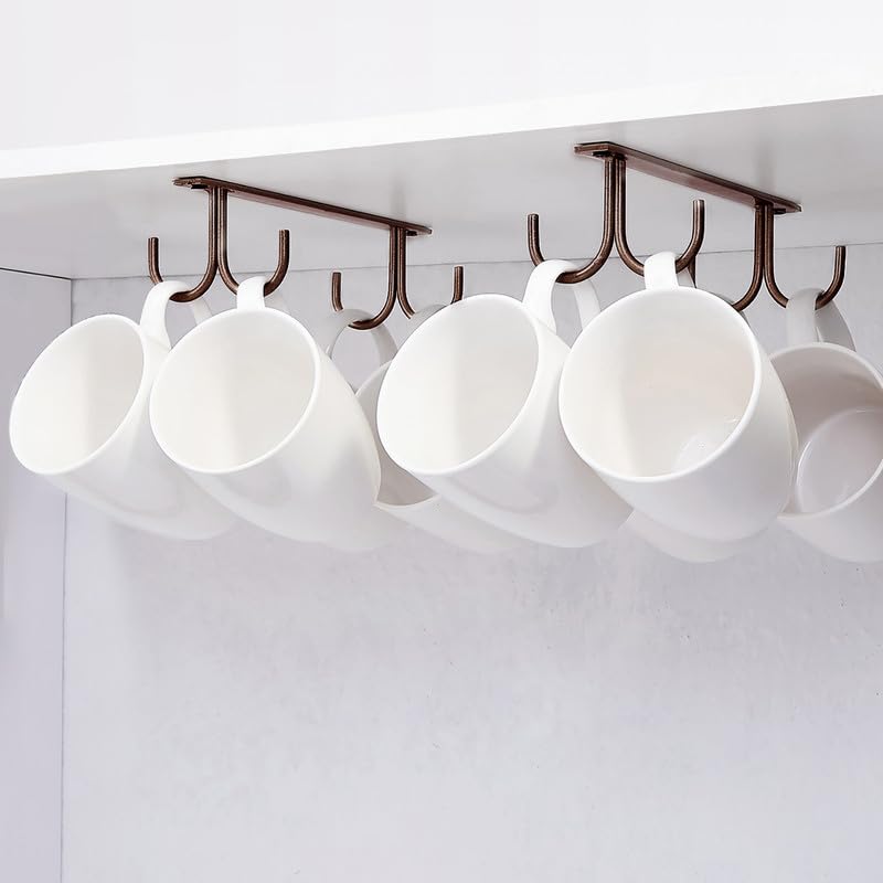Mug Rack Under Cabinet (Brown / 2 Pack)