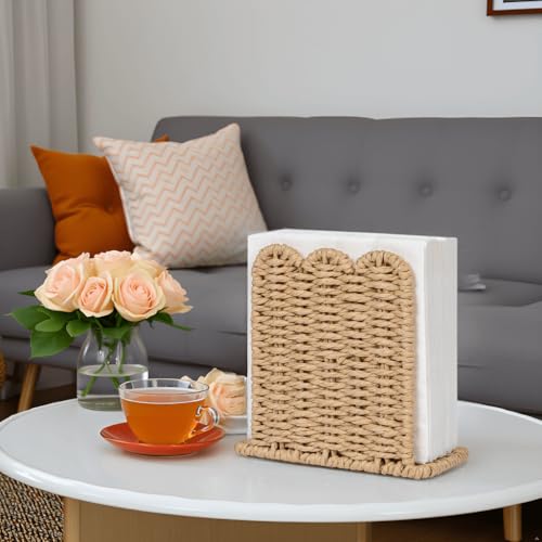 Scalloped Napkin Holder for Table Home Rustic Room Decor (Beige / Standing Style1)