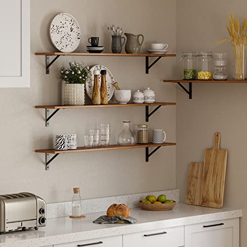 Long Wall Shelves (Rustic Brown / 47.3 Inch)