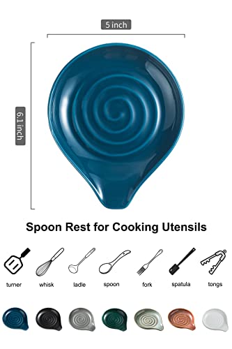 Spoon Rest Ceramic Spoon Holder for Stove Top (1.Blue)