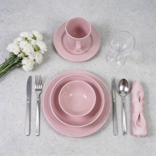 HomeVSS 20 Piece Pearl Dots Stoneware Dinnerware Set (20pc Set / Pink)