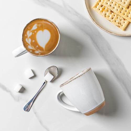 12oz Ceramic Coffee Mugs set of 4 (White(Handbrush Rim) / Set of 4)