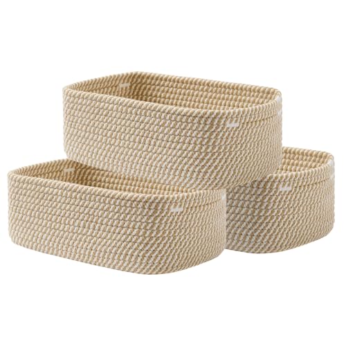 Small Woven Storage Basket for Organizing (Brown / 12"L x 8"W x 4.5"H)