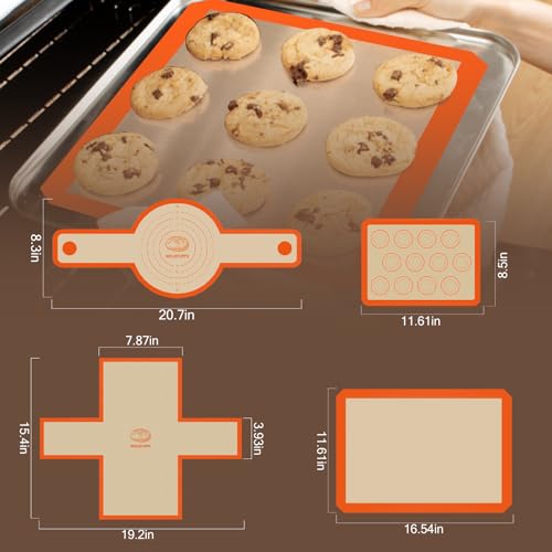 Silicone Baking Mat Set (Orange / 4 Sheets Set)