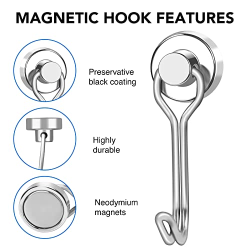 Magnetic Hooks Magnet Hook for Cruise Cabins Fridge 30LBS 20Pack (Silver / 0.63in)