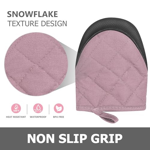 1 Pair Short Oven Mitts (Pink)