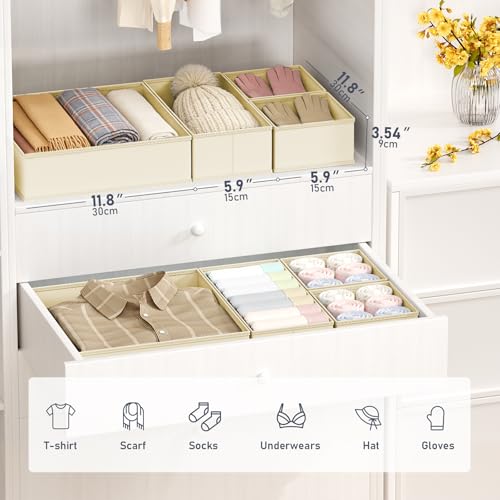 Drawer Organizer Clothes (Beige / 28 Pack)