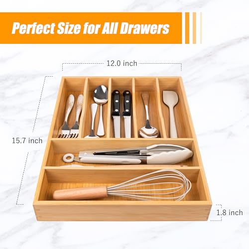 Bamboo Silverware Drawer Organizer