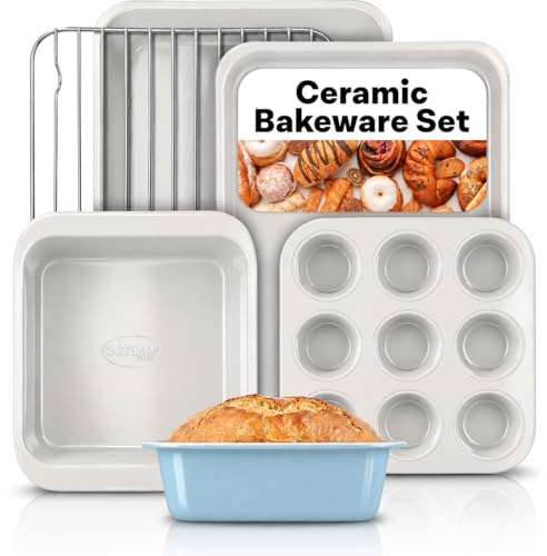 Nonstick Bakeware Set 6 Pc Stackable (Blue / Gray)