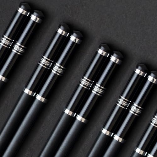 Chopsticks Reusable 5 Pairs Fiberglass Chopsticks Dishwasher Safe Square Lightweight Non (silvery)
