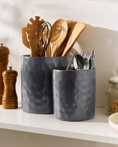 Ceramic Utensil Holder (Matte Dark Charcoal)