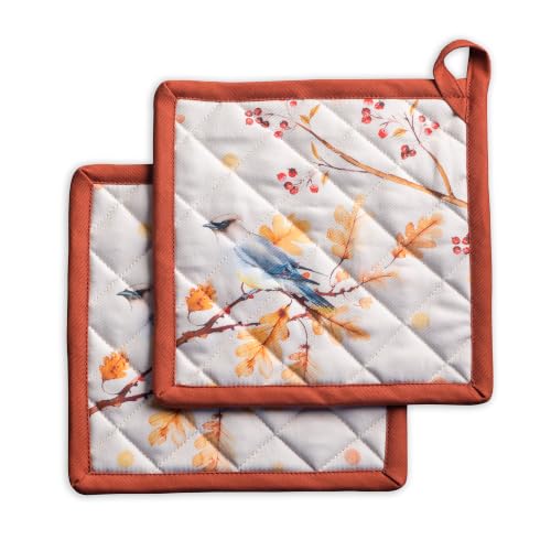 Pot Holders 100% Cotton Potholders (112 - Oak Leaves / 8" x 8" (Pot Holder Pack of 2))