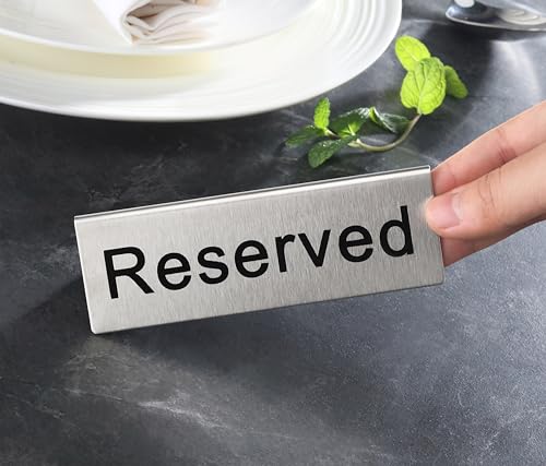Stainless Steel Reserved Table Tent Sign (4.75” x 1.75” (Set of 2))