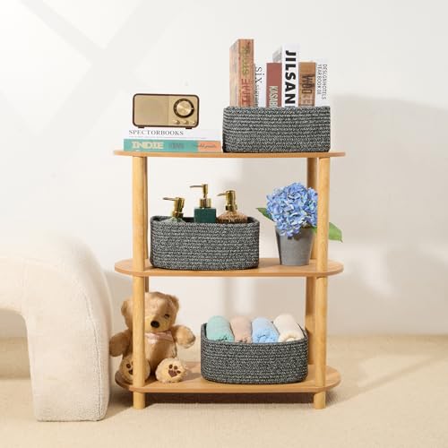 Small Storage Baskets for Organizing (3pcs-L11.5xW7.5xH4.7" / Dark Gray)