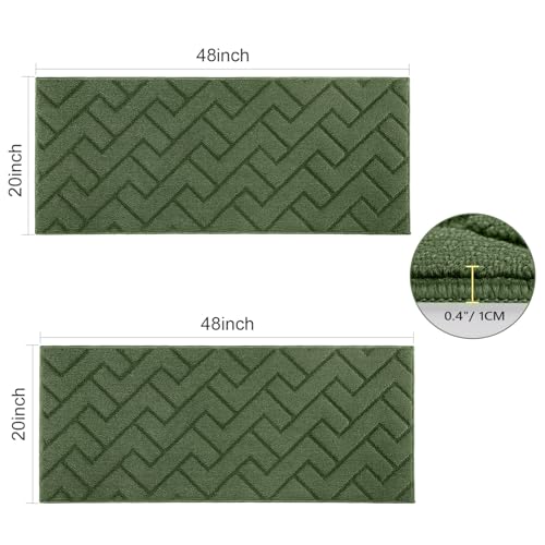 Kitchen Runner Rug (Green / 20"x48"+20"x48")