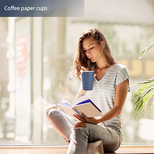 240 Pack Paper Cups 12 oz Bulk Disposable Coffee Cups Navy Floral (Navy / 12 oz-240)
