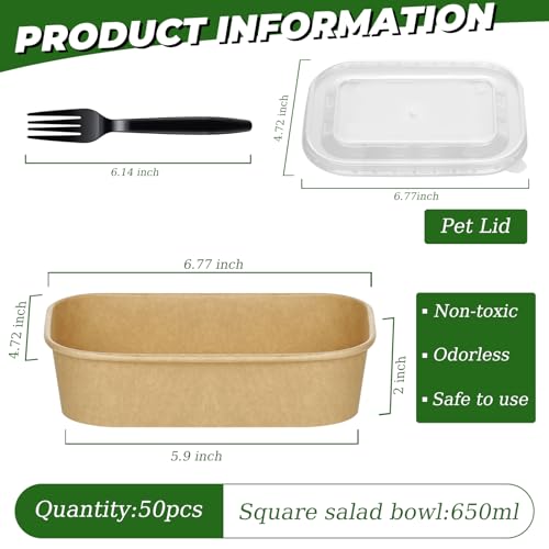 50 Pack 22oz Paper Bowls (50 Count)