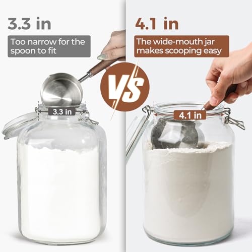 Large Glass Jars with Airtight Lids 1.1 Gallon 2 Pack Wide Mouth (138oz*2)