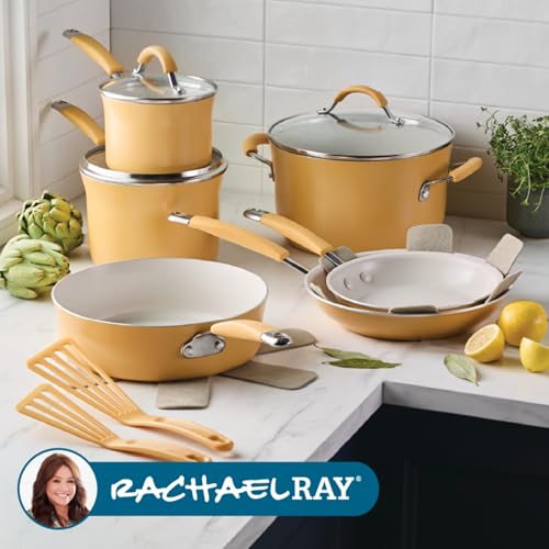 Cucina Ceramic Nonstick Cookware Pots and Pans Set (Turmeric / 13 Piece Ceramic)