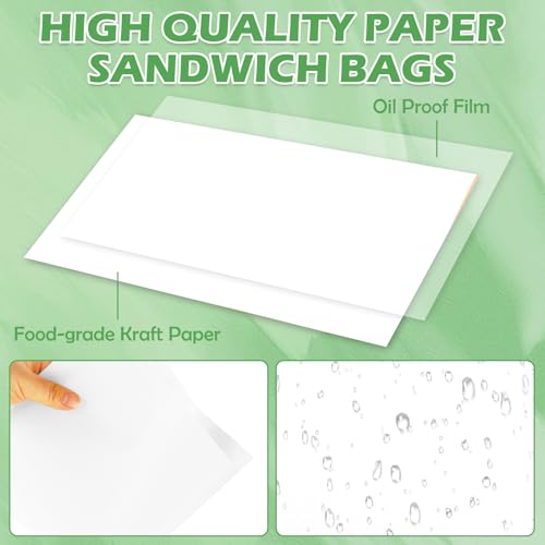 600 Pack Paper Sandwich Bags10x10 inch Wax Paper Bags (White-600PCS / 10x10 inch)