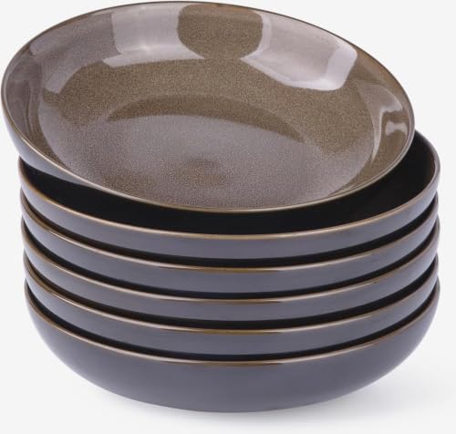 9.0" Ceramic Pasta Bowls Set of 6 (Set of 6 / Coffee)