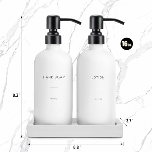 White Soap Dispenser Set (Black Pump & White Bottle)