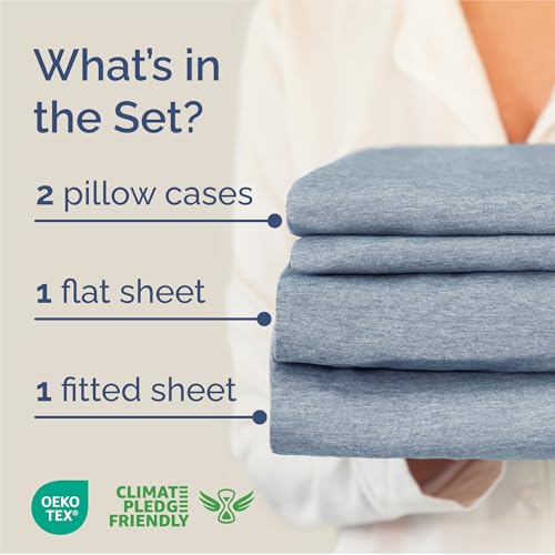 King Size 4 Piece Sheet Set (39 - Heathered Blue / King)