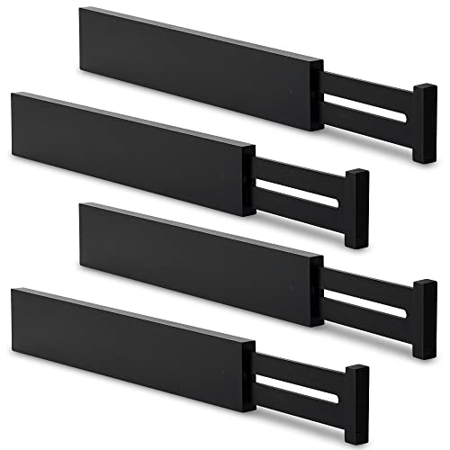 Bamboo Kitchen Drawer Divider (Black / 2.4"H, Large)