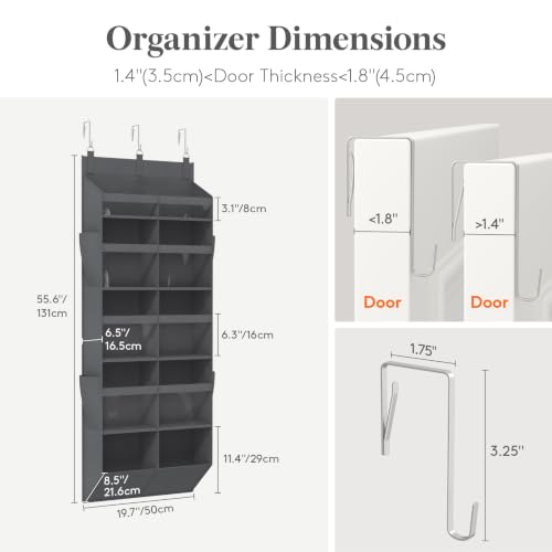1 Pack Over the Door Organizer 10 Section Hanging Storage Dark Gray (Gray / 10 section)