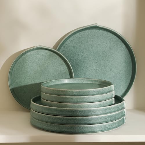 Bao 4 Piece Dinner Plate Set Stoneware (Green / 4-Piece - Dinner Plate)