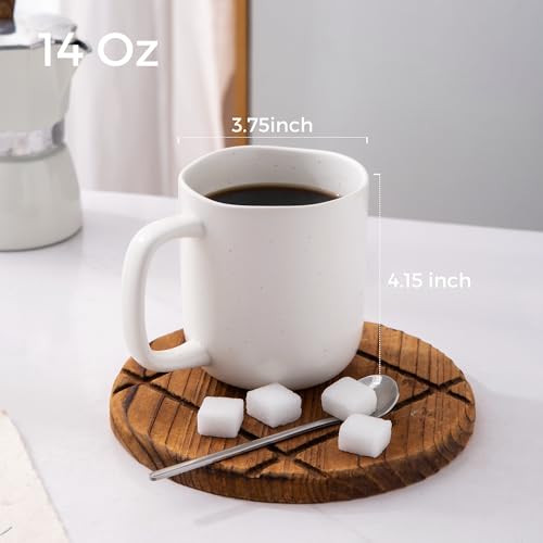 14oz Coffee Mugs Set of 6 (6 Count (Pack of 1) / Off White-Speckled)