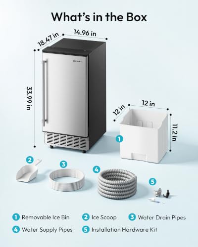 15" Under Counter Ice Maker (Black Silver)
