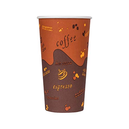 20 oz Paper Hot Coffee Cups [600 ct] Disposable (20 OZ / Café Theme)