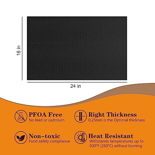2 Pack XL Thickened Oven Liners for Bottom of Oven (Black / 25"L x 17"W / 2 Pack)