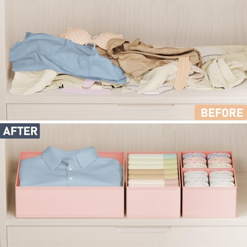 Drawer Organizer Clothes Storage (Pink / 24 Pack)