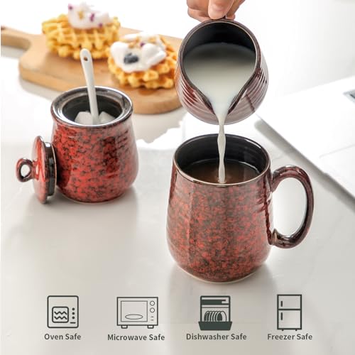 Ceramic Sugar and Creamer Set (Red)
