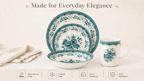 Royal 24 Piece Porcelain Dinnerware Set for 6 (24 / VICTORIA Green)